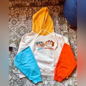 Toto-o Super Cute Colorful Pichi + Manette Cropped Oversized Hoodie